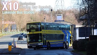 Boxing Day SpecialFull JourneyEnsignbus X10To SouthendOnSea [upl. by Kubis425]