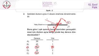 10Sınıf MEB Fizik Kazanım Kavrama Testi15 Optik2 20192020 [upl. by Rabka757]