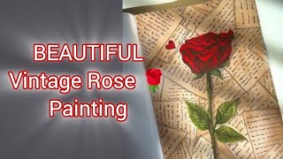 How to make vintage paper on Rose painting 🌹 Rose painting on Vintage paper [upl. by Whitaker]