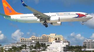 Sunwing 737 Landing at St Maarten CABIN  BEACH views [upl. by Abott]