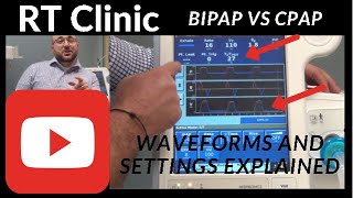 RT Clinic Bipap vs CPAP  Explanation of Setting and Waveforms [upl. by Zelda]