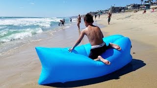 quotLazy Bagquot Portable Inflatable Lounger REVIEW  How To Inflate [upl. by Yrneh]