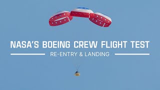 NASAs Boeing Crew Flight Test Reentry and Landing [upl. by Adirahs]