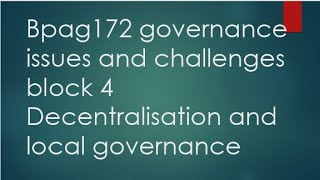 ignoubpag172governanceissuesandchallenges block 4unit13Decentralisationignoueasymalayalam [upl. by Eanom259]