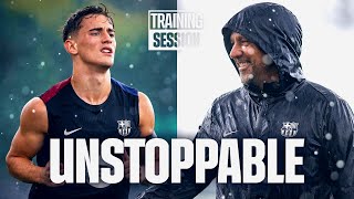 RAINY TRAINING after BIG WIN in el CLÁSICO  FC Barcelona Training 🔵🔴 [upl. by Hennie]