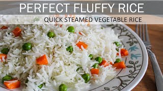 Simple Steamed Vegetable Rice  How to make Perfect Fluffy Rice  Vegan Recipe [upl. by Araht907]