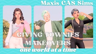 Giving Sims townies makeovers one world at a time Maxis CAS Sims [upl. by Pilif151]