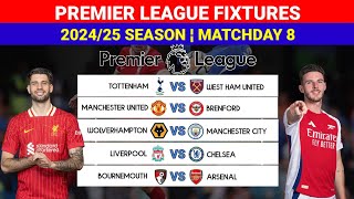 English Premier League 20242025 Fixtures For Matchday 8 ¦LIVERPOOL vs CHELSEA Super Big Match [upl. by Frear273]