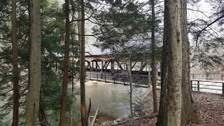 Mohican State Park Hiking Waterfall Gorge Overlook and Covered Bridge [upl. by Ddal995]