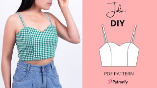 DIY Julia crop top  bustier pattern  Crop Top with sweetheart neckline [upl. by Ecinert]