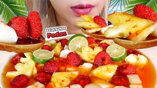 SEGER POLL😊👍 ASMR RUJAK BUAH ASINAN PEDAS🍍 SPICY FRUIT ROJAK HONEY PINEAPPLE RASPBERRIES JICAMA🍒 [upl. by Luckin]