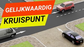 Gelijkwaardige kruispunten uitgelegd  voorrangssituaties [upl. by Ardnaik]