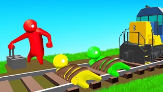 DONT GET HIT By The TRAIN Gang Beasts [upl. by Marti]