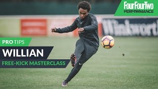 Willian  How to strike a freekick  Tutorial [upl. by Elleira]