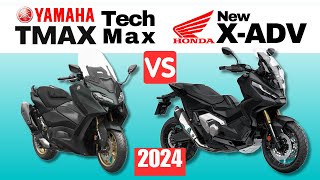 Yamaha TMAX Tech Max vs Honda XADV  Side by Side Comparison  Specs amp Price  2024 [upl. by Drofyar224]