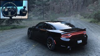 Black Hellcat SRT  Forza Horizon 5  steering wheel gameplay [upl. by Alexandr]