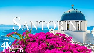 FLYING OVER SANTORINI 4K UHD  Relaxing Music Along With Beautiful Nature Videos  4K Video HD [upl. by Colvin]