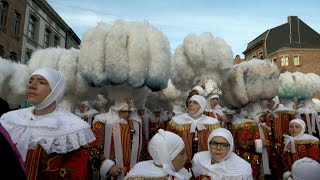 Belgiums Binche carnival kicks off with flying oranges  AFP [upl. by Akirre451]