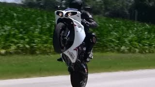 Crossplane YZFR1 and Yamaha FZ1 Clutch Wheelie Practice Compilation Full HD 1080p [upl. by Hplar342]