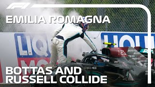 Bottas amp Russell Collide at Imola  2021 Emilia Romagna Grand Prix [upl. by Ahsets]