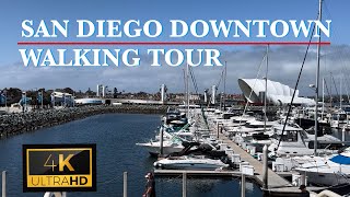 San Diego Downtown Walking Tour 4K Upbeat MusicSeaport Village USS Midway Little Italy Gaslamp [upl. by Ella275]