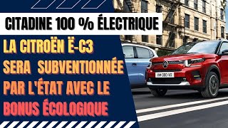 La Citroën ëC3 est bien éligible au bonus écolo disponible en deux finitions quotYouquot et quotMaxquot [upl. by Critchfield]