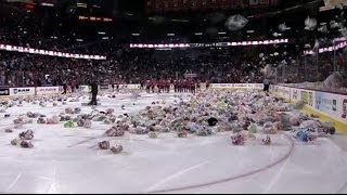 WHY WERE 26000 TEDDIES THROWN DURING HOCKEY GAME  BBC NEWS [upl. by Nussbaum557]