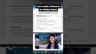 Making a resume for Babbu Bains resume job work office jobinterview babbubains ardabmutiyaran [upl. by Stutzman]