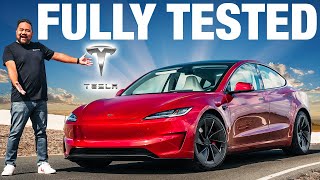 TESTED Tesla Model 3 Performance  060 Quarter Mile Skidpad Range amp More [upl. by Eimor]