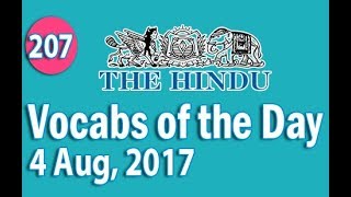 ✅ Daily The Hindu Vocabulary 4 Aug 2017  Learn 10 New Words with Tricks  Day207 [upl. by Akenehs]