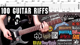 100 Guitar Riffs You Should Learn EASY to MASTER  With TABS [upl. by Ardiedal]