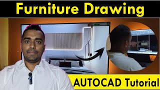 Autocad drawing tutorial video  How to draw furniture drawing in Autocad  Explained step by step [upl. by Chaing]