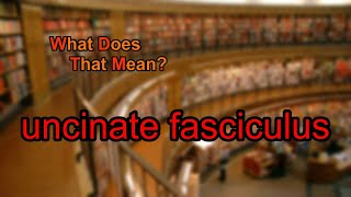 What does uncinate fasciculus mean [upl. by Ahseym695]