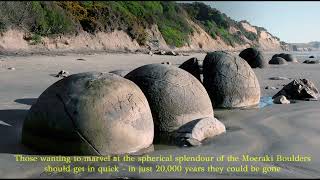 Boulders at Moeraki coast of New Zealand [upl. by Ayotas]