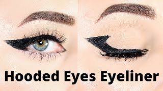 Bat Wing Eyeliner Makeup Look For Hooded Eyes  Eyeliner Makeup Tutorial [upl. by Imelda]