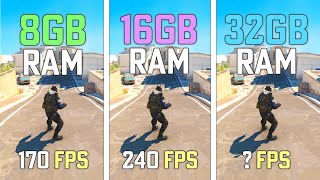 Counter Strike 2  8GB vs 16GB vs 32GB RAM [upl. by Ardeth]