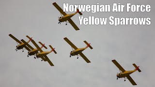 Norwegian Air Force Saab Safari Team Yellow Sparrows Sunday Full Airshow  Flygfesten 2022 [upl. by Keary]