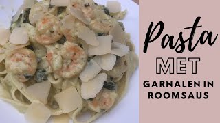 Pasta met garnalen in roomsaus [upl. by Souvaine]