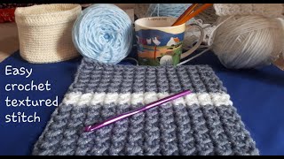 CROCHET TEXTURED STITCH REVERSIBLE ONE ROW REPEAT SUPER EASY and BEGINNER FRIENDLY [upl. by Afesoj199]