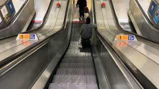 London England 2x CNIM Escalator ride at Gants Hill Underground Station and brief look at platform [upl. by Ymiaj499]