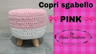 coprisgabellonunucreations Come rivestire uno sgabello a uncinetto   COPRISGABELLO PINK [upl. by Onaireves]