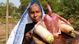 Farm Fresh Radish amp Chicken Recipe prepared by Grandmother  Mulo Chicken Recipe [upl. by Aserehs]