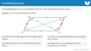 Parallélogramme  définitions et propriétés  Cours de maths [upl. by Bury]