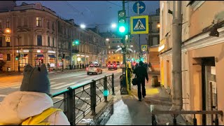 Walking Tour in St Petersburg Russia №209 Evening city [upl. by Adeirf]