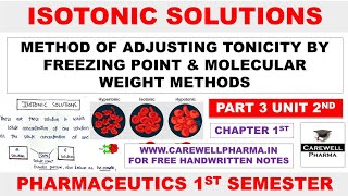 Isotonic Solution  Hypertonic Hypotonic  Freezing Point amp Molecular Weight  B Pharma 1 Semester [upl. by Carlie956]