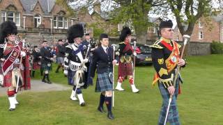 Inverness massed Pipe Bands arrive at Northern meeting park and parade before crowds [upl. by Reinnej]