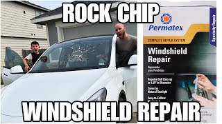 HOW TO REPAIR A CRACK OR CHIP IN WINDSHIELD  ROCK CHIP REPAIR  PERMATEX DIY REPAIR KIT [upl. by Inohtna]