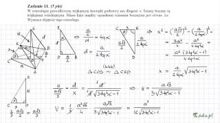 Zadanie 11 Matura maj 2010 PR Stereometria [upl. by Llehcsreh]