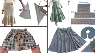 🤩5 of the most beautiful skirt designs with cutting and sewing [upl. by Orofselet]