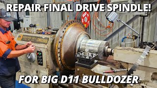 Repairing Final Drive Spindle for BIG D11 Bulldozer  Machining amp Drilling [upl. by Britte102]